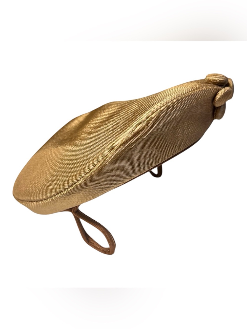 Milbrae Exclusives 50’s Textured Metallic Tan Adjustable Half Tilt Hat Millinery - Picture 2 of 7